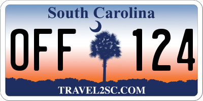SC license plate OFF124