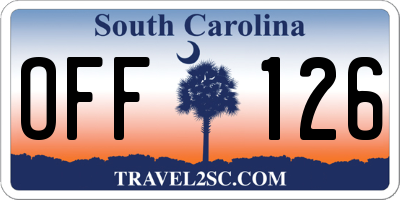 SC license plate OFF126