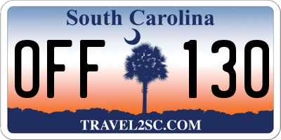 SC license plate OFF130