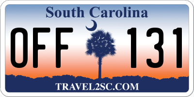SC license plate OFF131