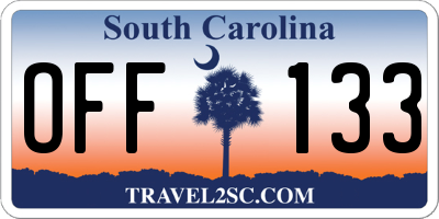 SC license plate OFF133