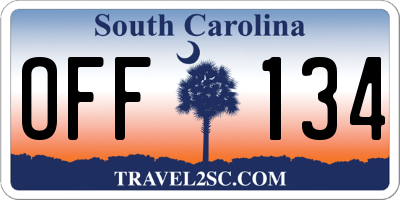 SC license plate OFF134