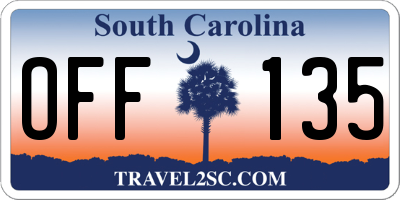 SC license plate OFF135