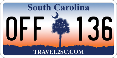 SC license plate OFF136
