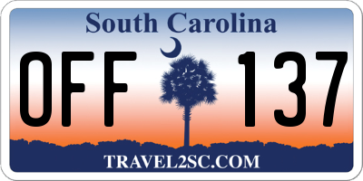 SC license plate OFF137