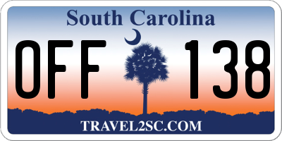 SC license plate OFF138
