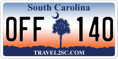 SC license plate OFF140