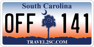 SC license plate OFF141