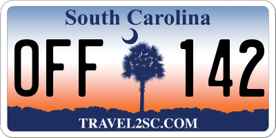 SC license plate OFF142