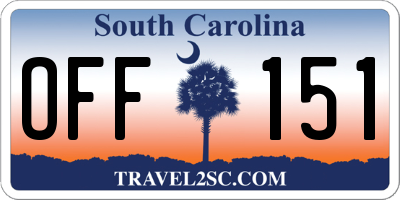 SC license plate OFF151
