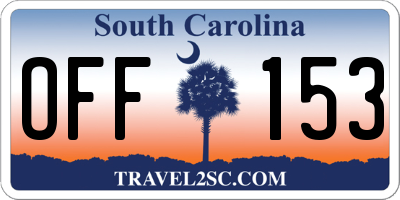 SC license plate OFF153