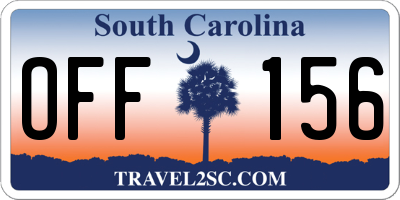 SC license plate OFF156