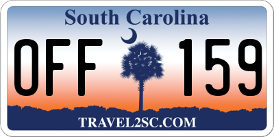 SC license plate OFF159