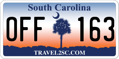 SC license plate OFF163