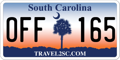 SC license plate OFF165