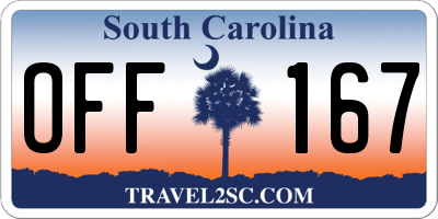 SC license plate OFF167