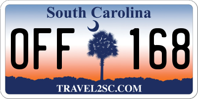 SC license plate OFF168