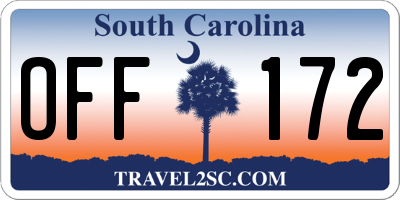 SC license plate OFF172