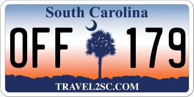 SC license plate OFF179