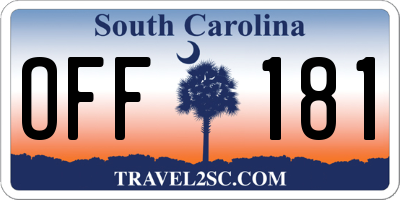 SC license plate OFF181