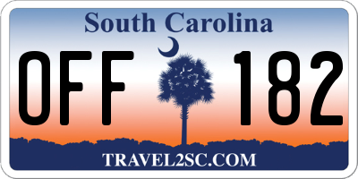 SC license plate OFF182