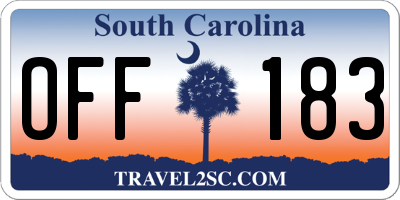 SC license plate OFF183