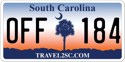 SC license plate OFF184