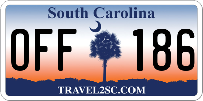 SC license plate OFF186