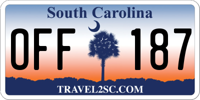 SC license plate OFF187