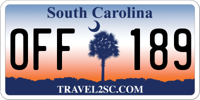 SC license plate OFF189