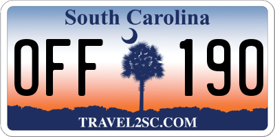 SC license plate OFF190
