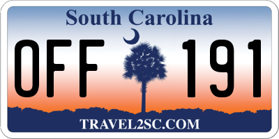 SC license plate OFF191