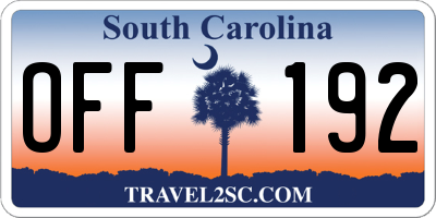 SC license plate OFF192