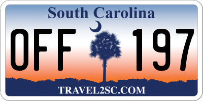 SC license plate OFF197