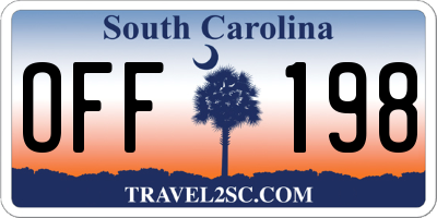 SC license plate OFF198