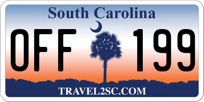 SC license plate OFF199