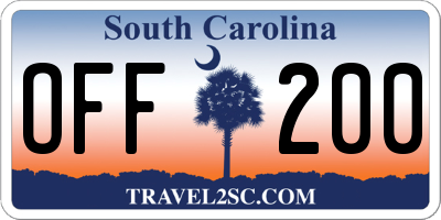 SC license plate OFF200