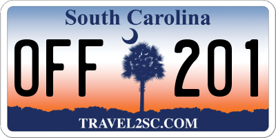 SC license plate OFF201