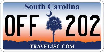 SC license plate OFF202