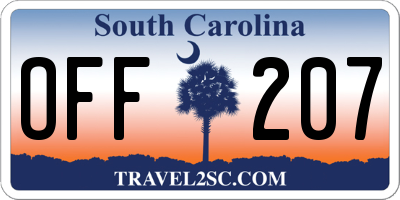 SC license plate OFF207
