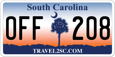 SC license plate OFF208