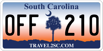 SC license plate OFF210