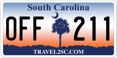SC license plate OFF211
