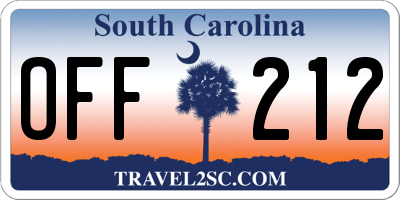 SC license plate OFF212