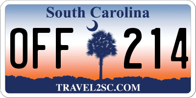 SC license plate OFF214