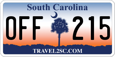 SC license plate OFF215