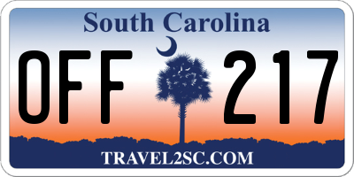 SC license plate OFF217