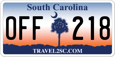 SC license plate OFF218