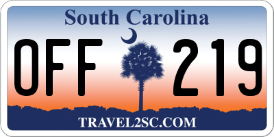 SC license plate OFF219