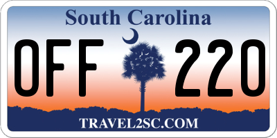 SC license plate OFF220